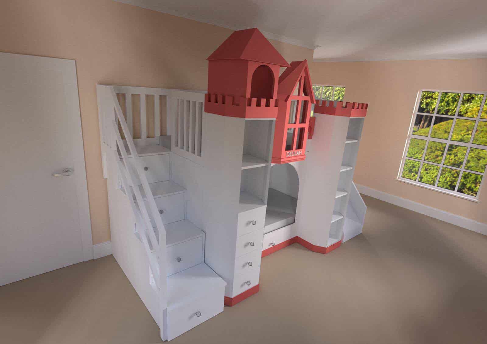 Misuenos Kidsdelilah Castle Bunk Bed, Castle Bunk Bed