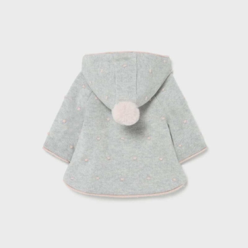 Pompon Knit Cardigan Grey 2