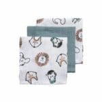 Meyco 3-pack Face Cloths: Sage Green Animals