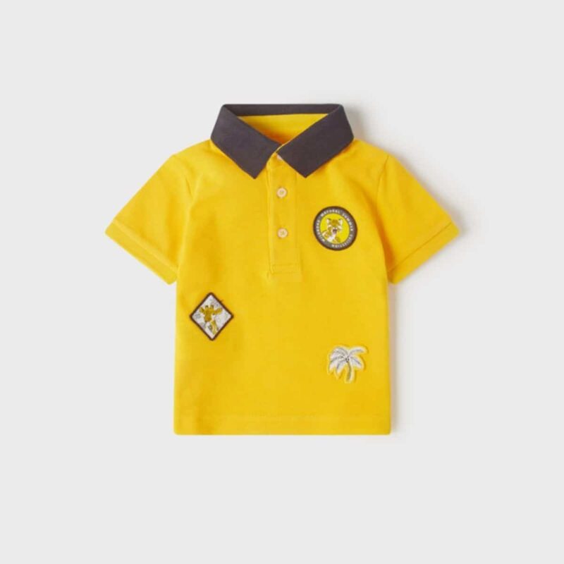 Short Sleeve Appliqués Polo Shirt Yellow