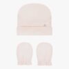 Ivory Hat & Mittens Set Pink
