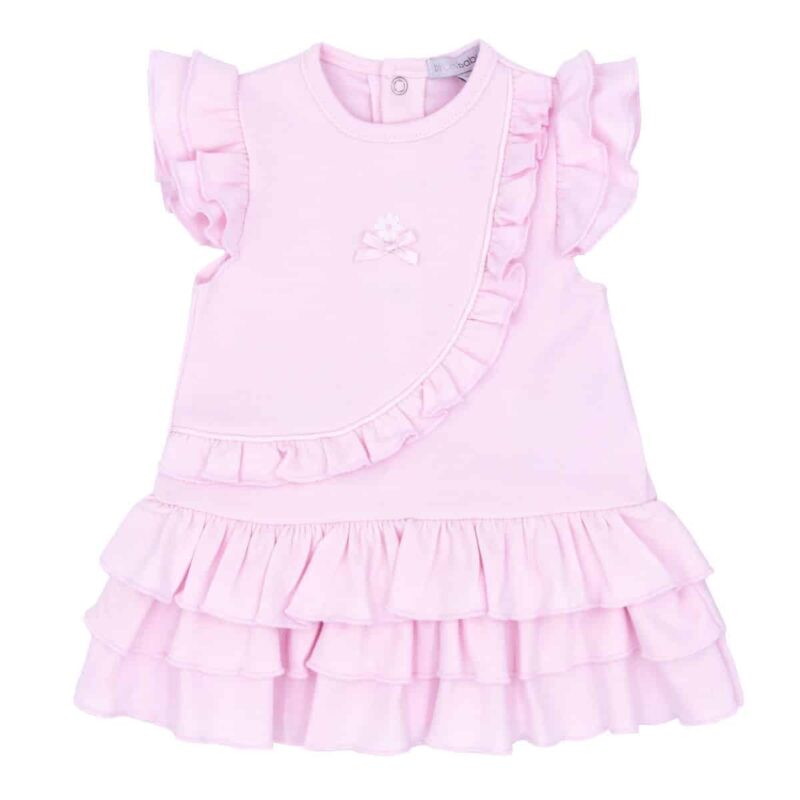 Girls Daisy Applique Dress With Frill