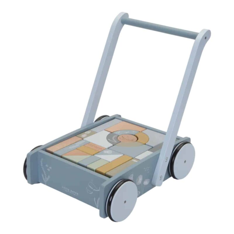 Block Trolley Blue - Flowers