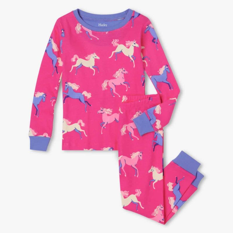 Girls Pink Horses Pyjamas