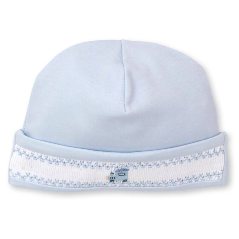 Blue train smocked hat