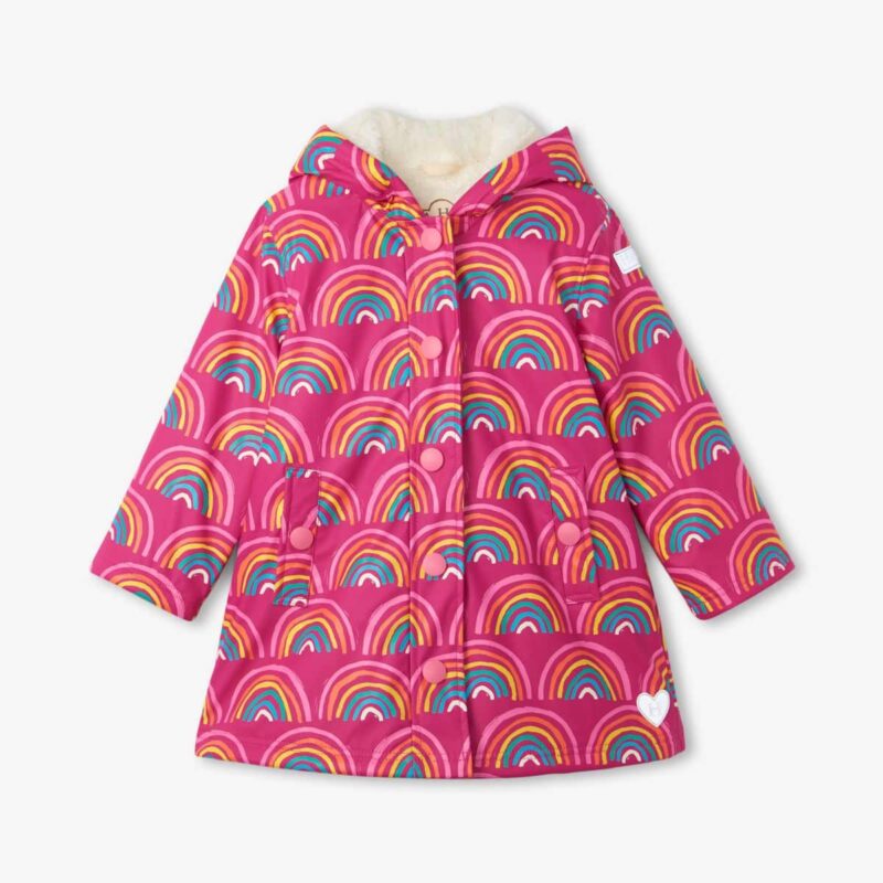 Girls Pink Rainbow Raincoat