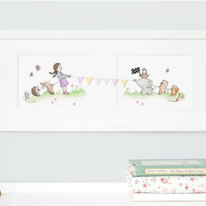 Girl's Classic Framed Tug Of War Game Long Picture