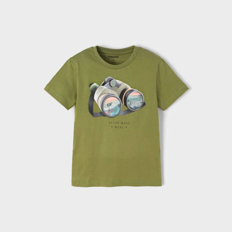 Boys Green Cotton Surf T-Shirt