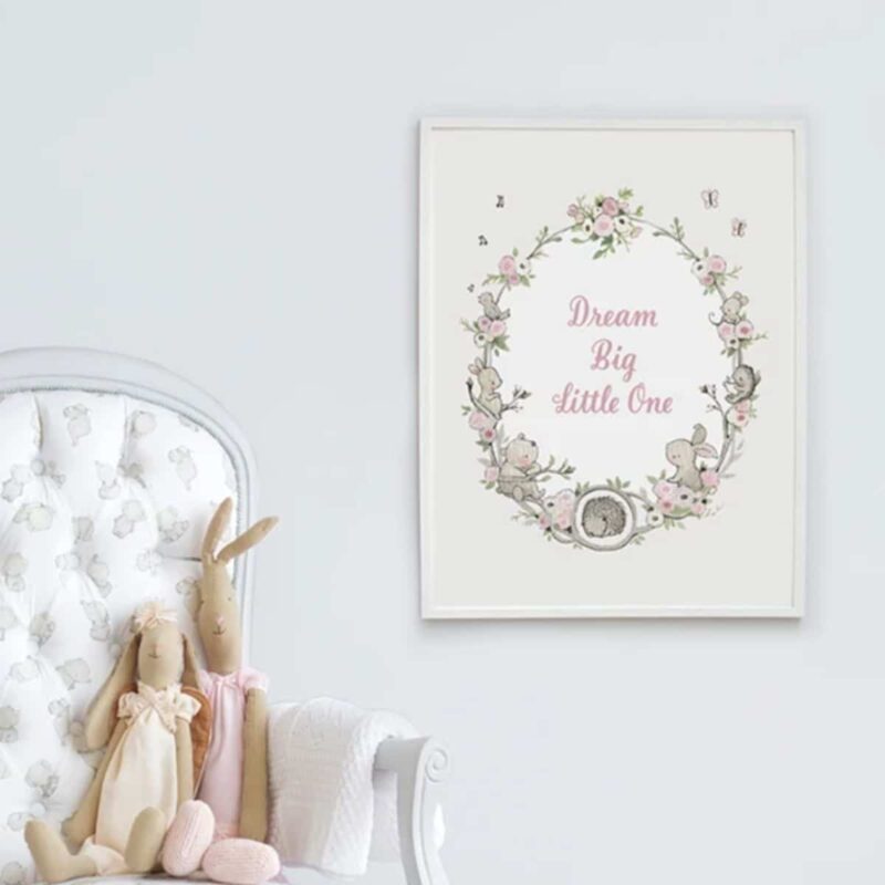 Girl's Big Floral Garden Wreath Quote Print