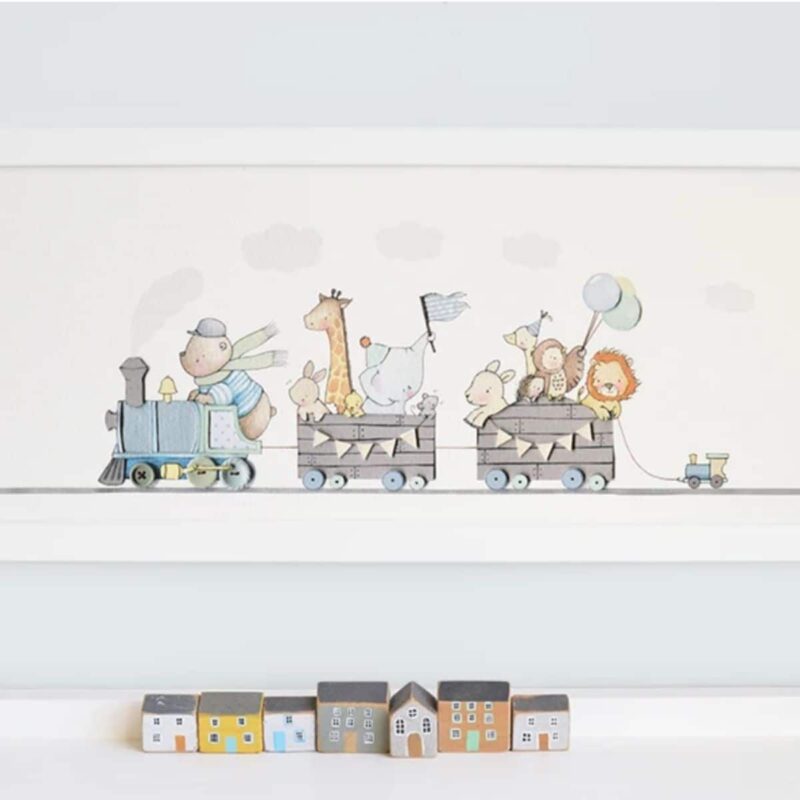 Framed Train Picture For A Boy's Bedroom