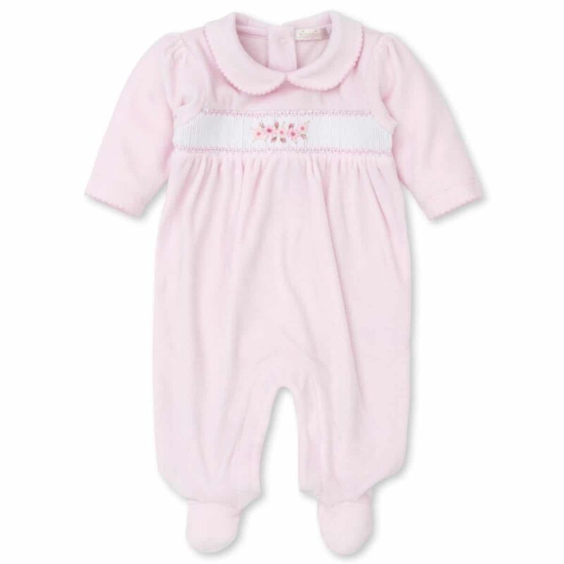 kissy Kissy Pima Cotton Smocked Pink Floral Babygrow
