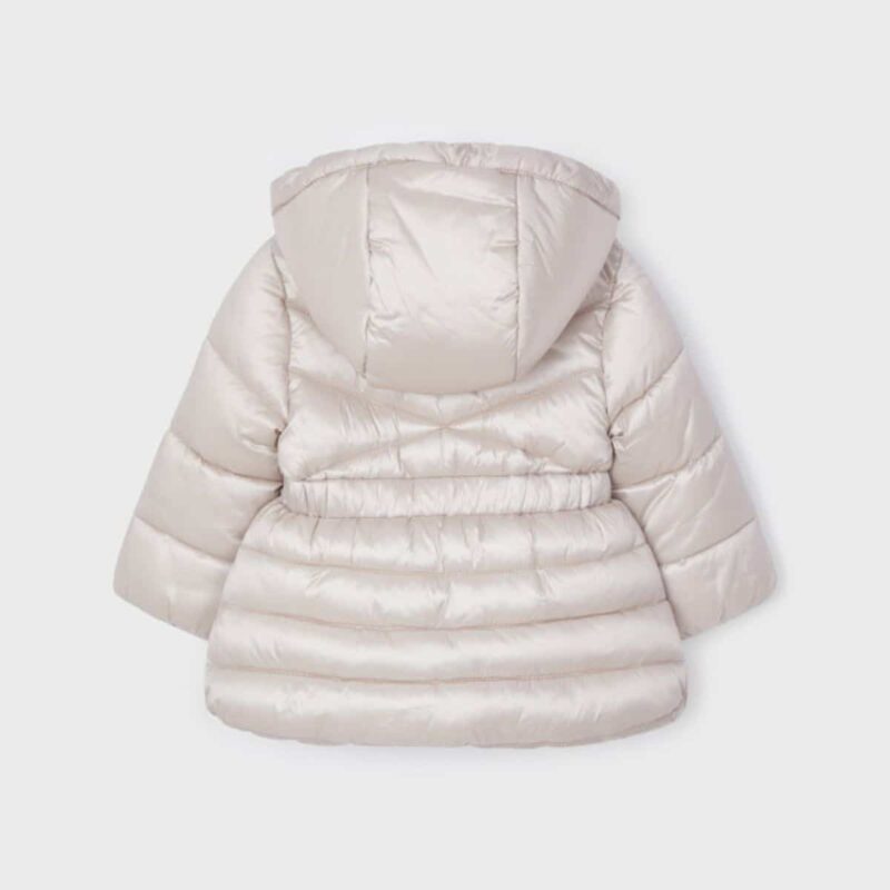 Girls Beige Puffer Coat - Image 2
