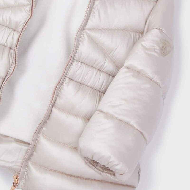Girls Beige Puffer Coat - Image 3