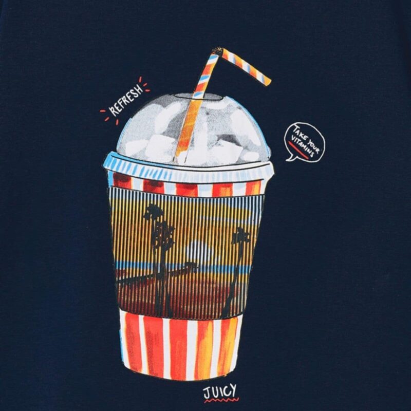 Boys Navy Blue Cotton Milkshake T-Shirt - Image 3