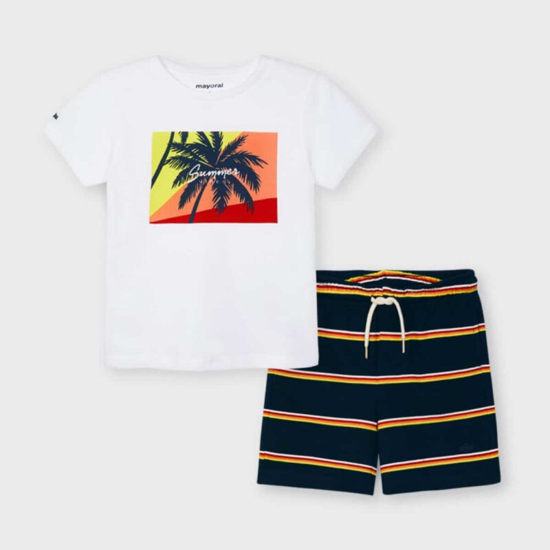 T-shirt And Striped Shorts Set
