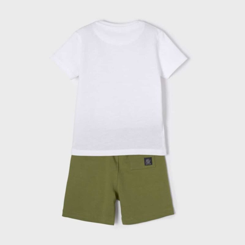 Boys White & Green Shorts Set - Image 2