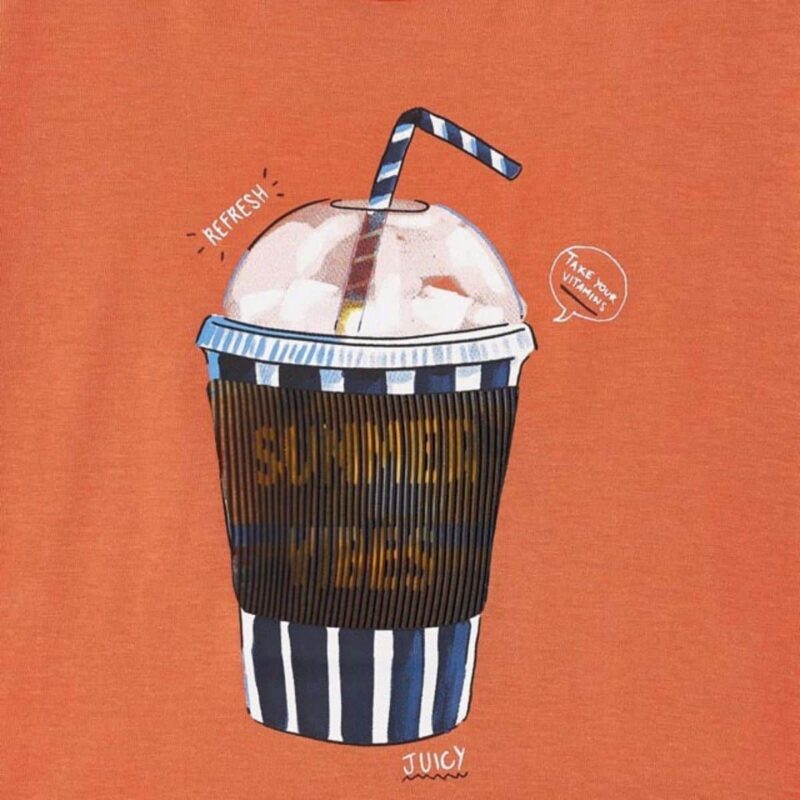 Boys Orange Cotton Milkshake T-Shirt - Image 3