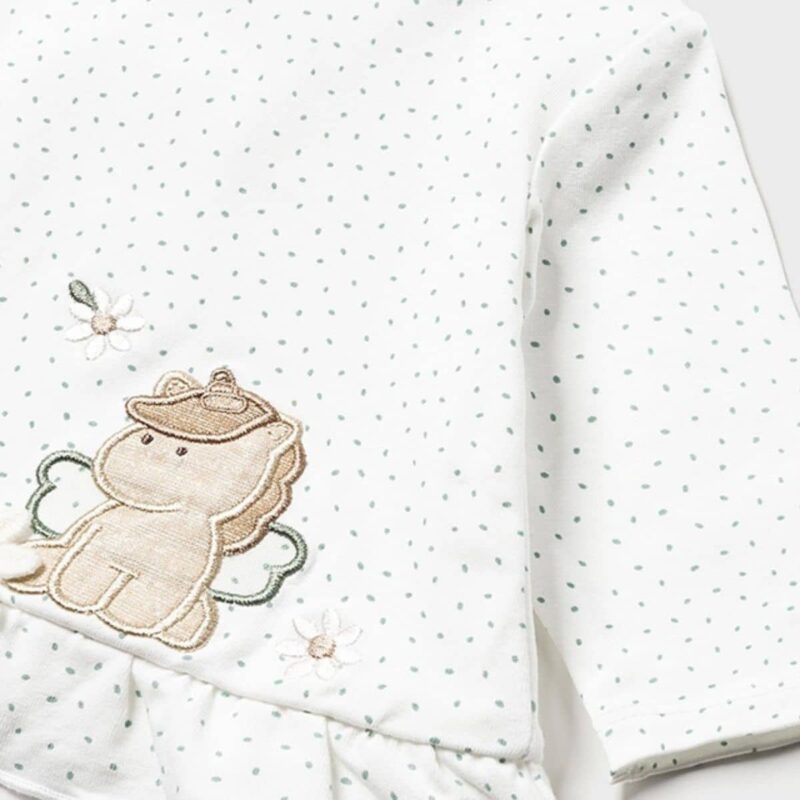Girls Ivory and Mint 2 Piece Babygrow - Image 2