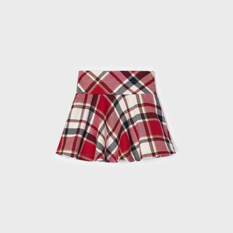 Girl Red Check Skirt - Image 2