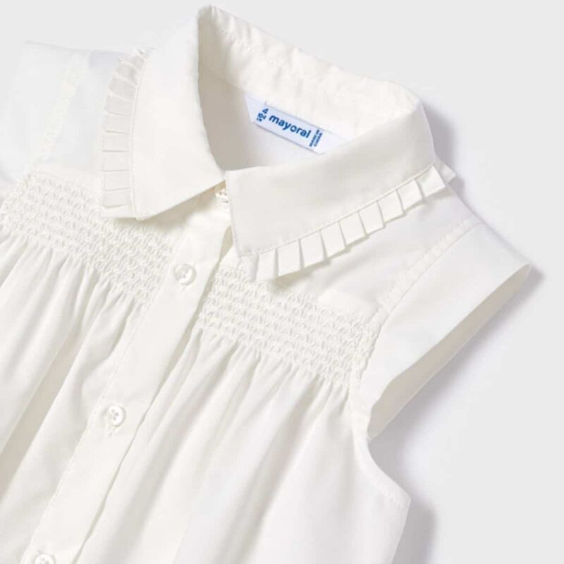 Girls Ivory Smocked Blouse - Image 3
