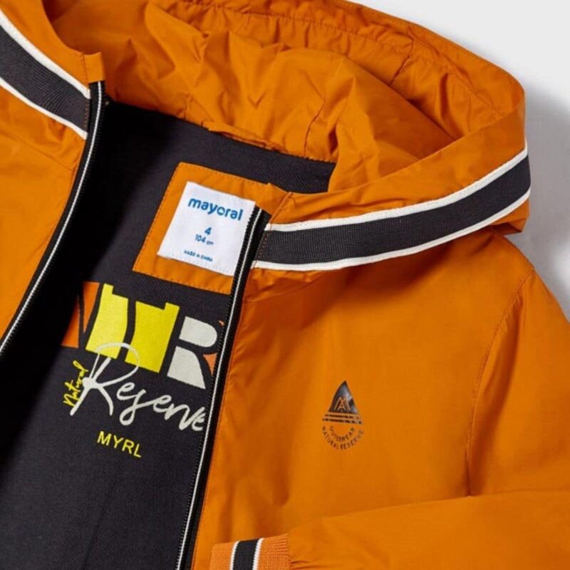Boys Orange Hooded Jacket - Image 3