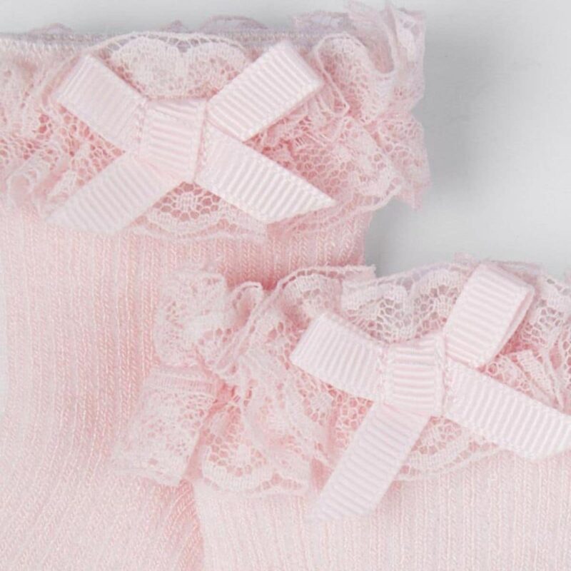 Baby Girls Socks With Ruffle Pink - Image 2