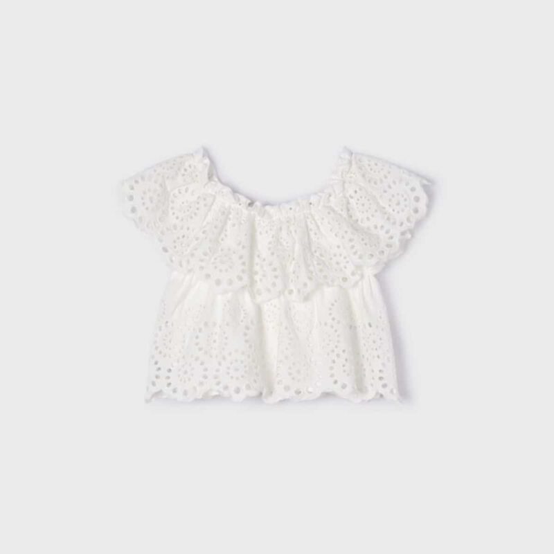 Girls White Cotton Blouse