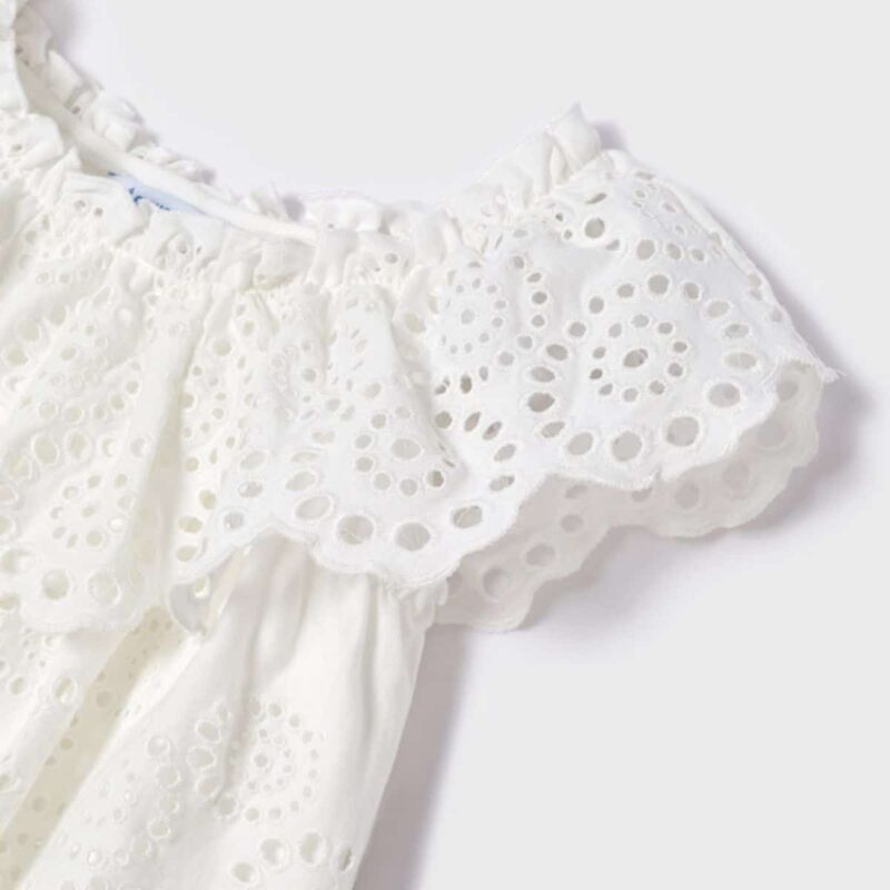 Girls White Cotton Blouse - Image 2
