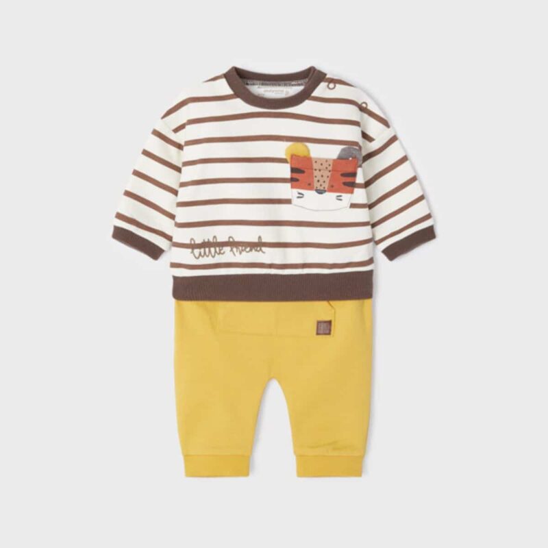 Baby Boys Ivory and Yellow Trouser Set