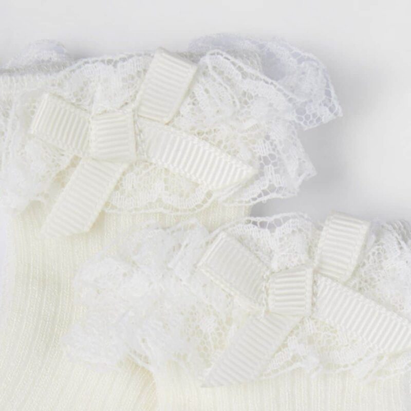 Baby Girls Socks With Ruffle Off White - Image 2