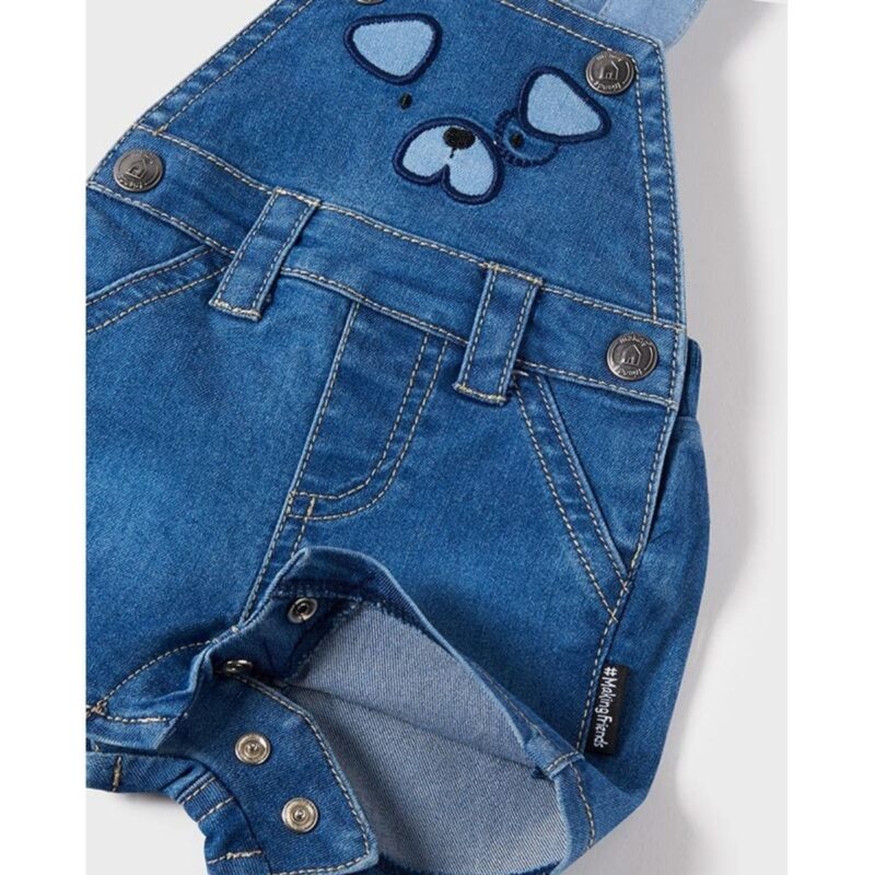 Blue Dungaree Shorts Baby Set - Image 5