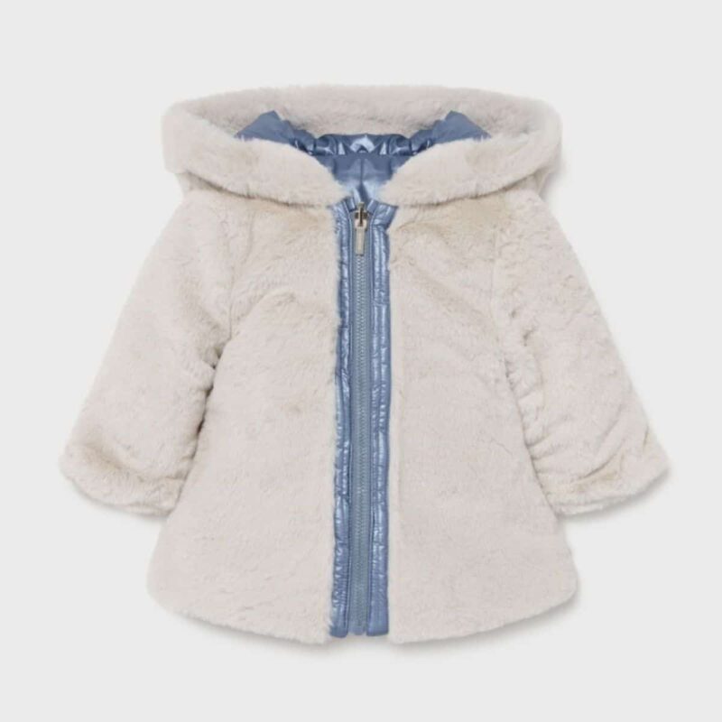 ECOFRIENDS Reversible Fur Coat Blue - Image 3