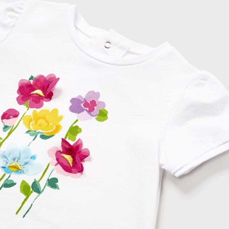 Girls White & Pink Cotton Dress - Image 3