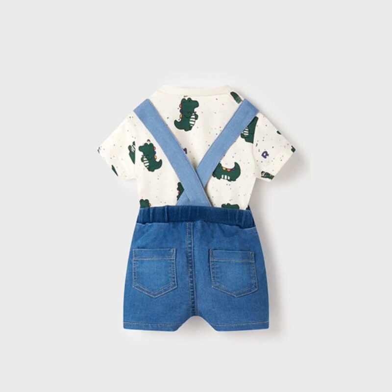 Blue Dungaree Shorts Baby Set - Image 2