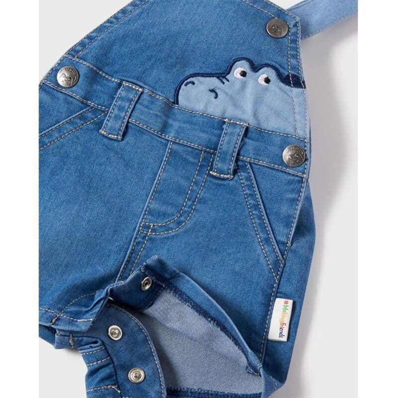 Blue Dungaree Shorts Baby Set - Image 3