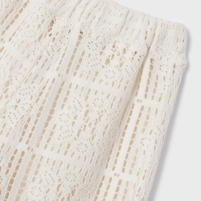 Girls Ivory Crochet Crop Top & Trousers Set - Image 4