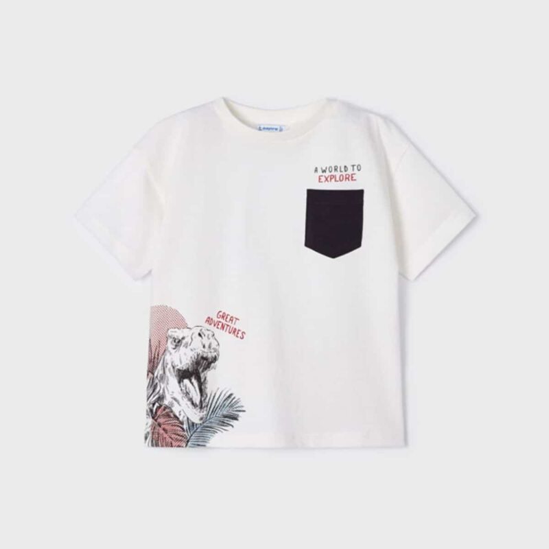 Boys Ivory Cotton Dinosaur T-Shirt