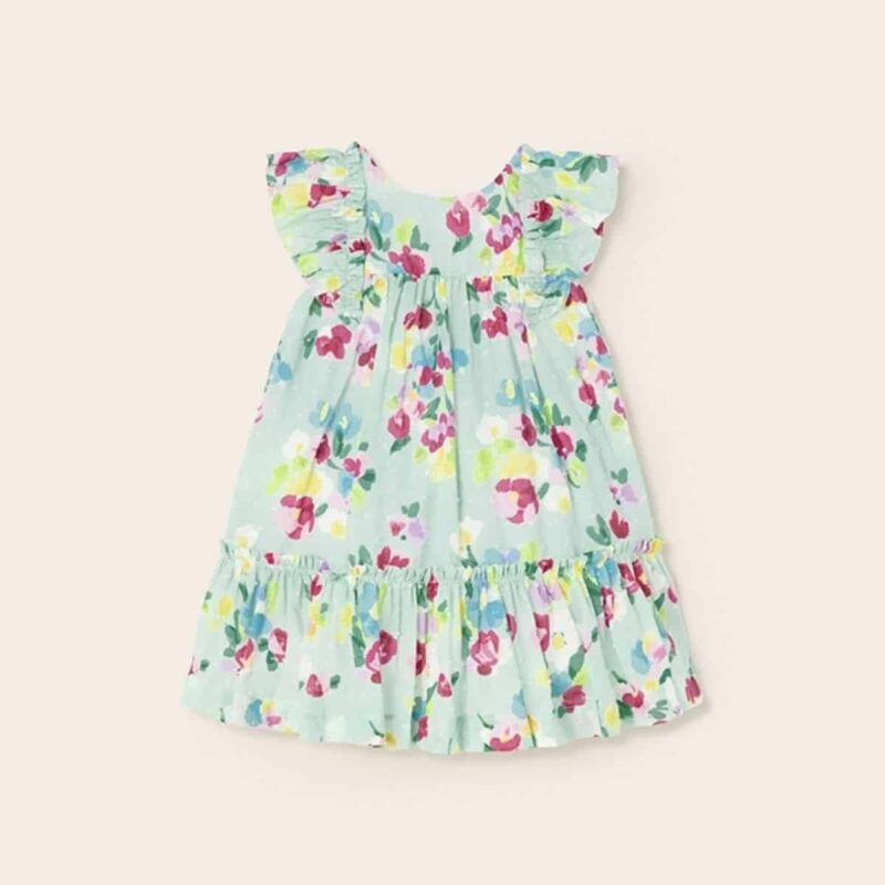 Girls Blue & Pink Cotton Floral Dress
