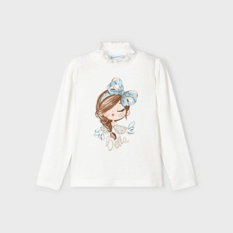 Girl Print Mock Neck T-shirt