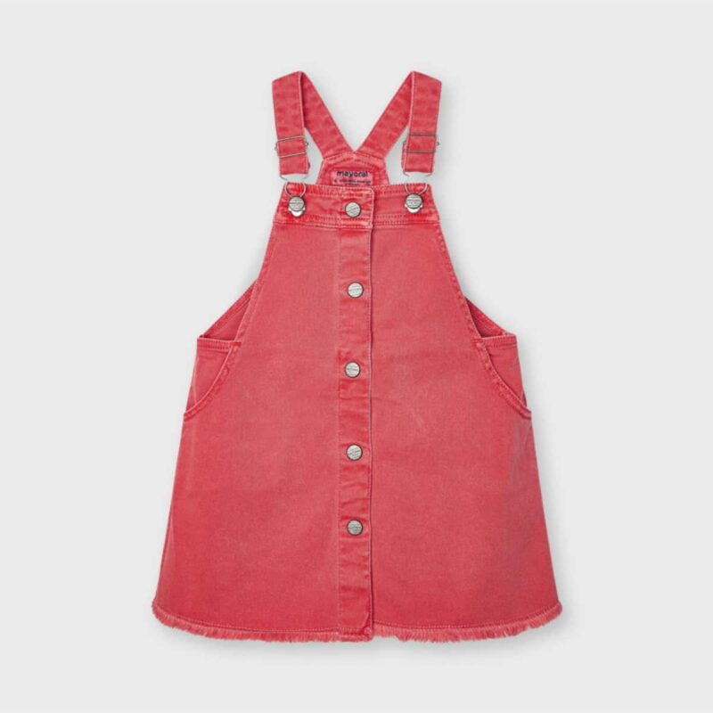 Girl Denim Red Skirt Dungarees