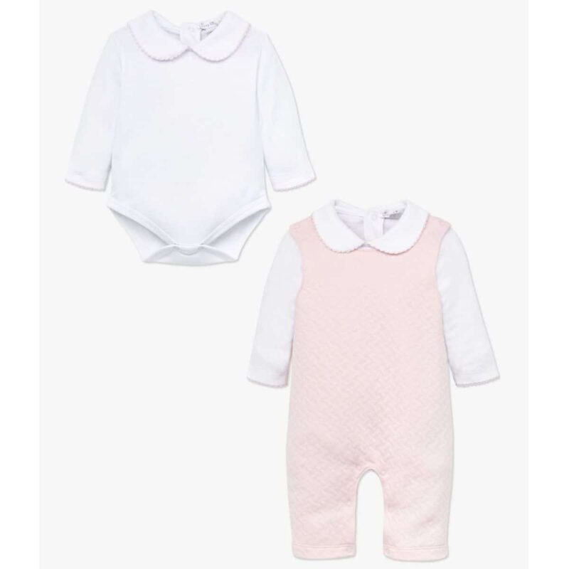 Classic Jacquards Pink Dungaree Set - Image 2