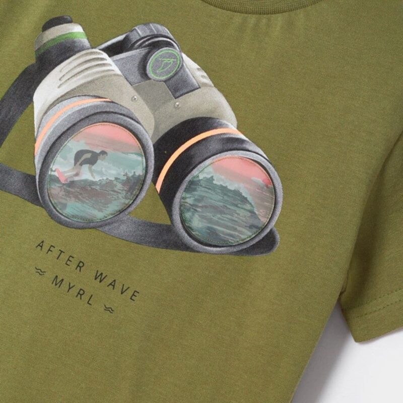 Boys Green Cotton Surf T-Shirt - Image 5