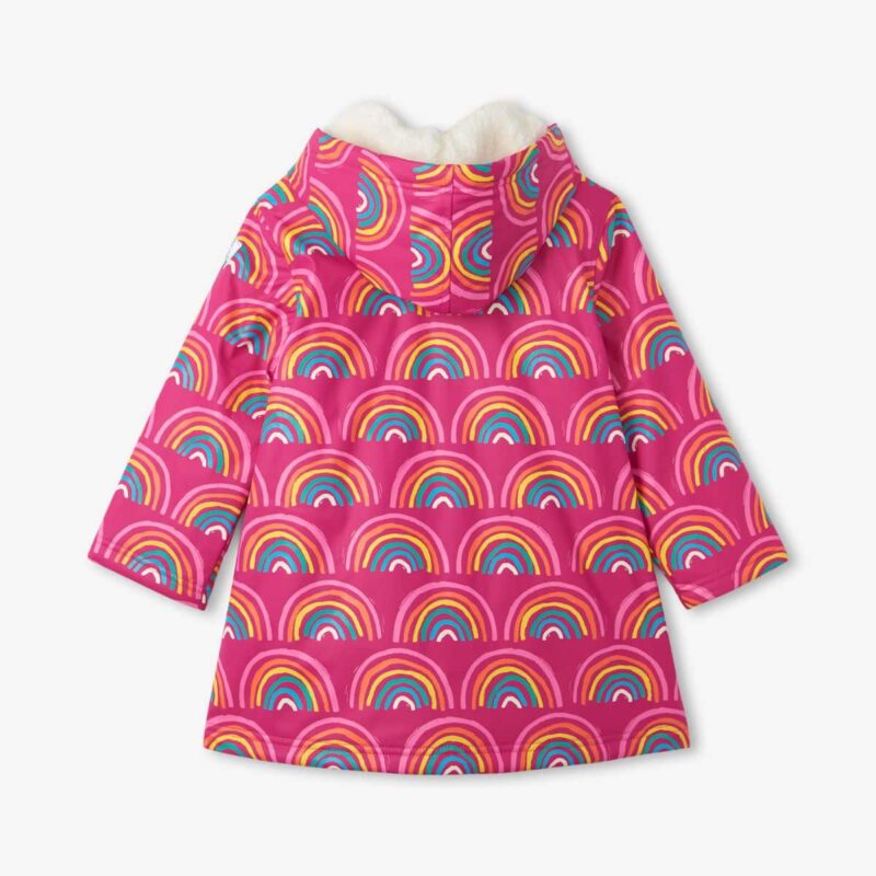 Girls Pink Rainbow Raincoat - Image 2