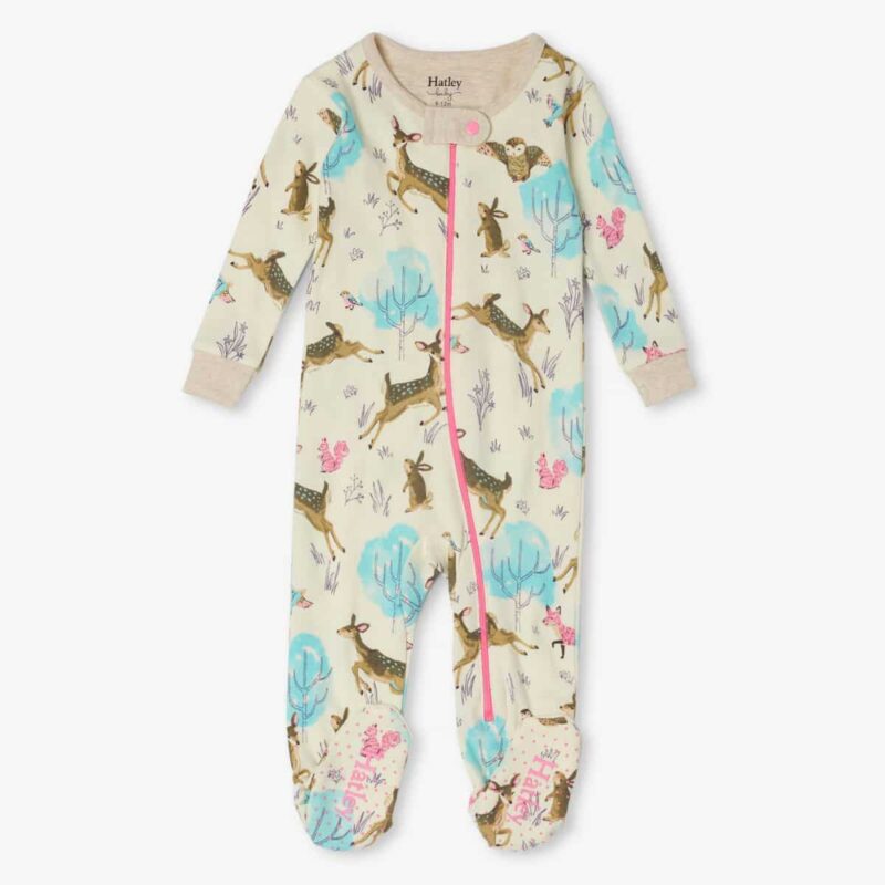 Baby Girl Ivory Forest Cotton Babygrow