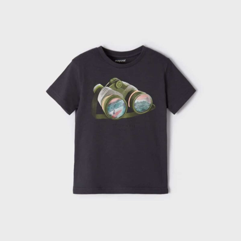 Boys Black Cotton Surf T-Shirt