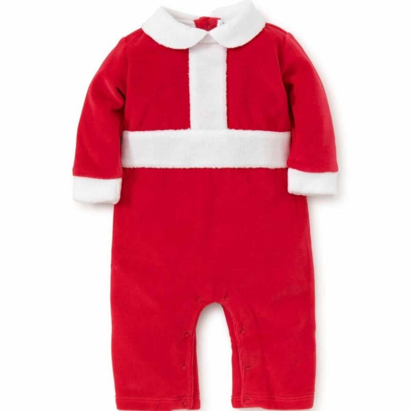 Red Santa Velour Babygrow