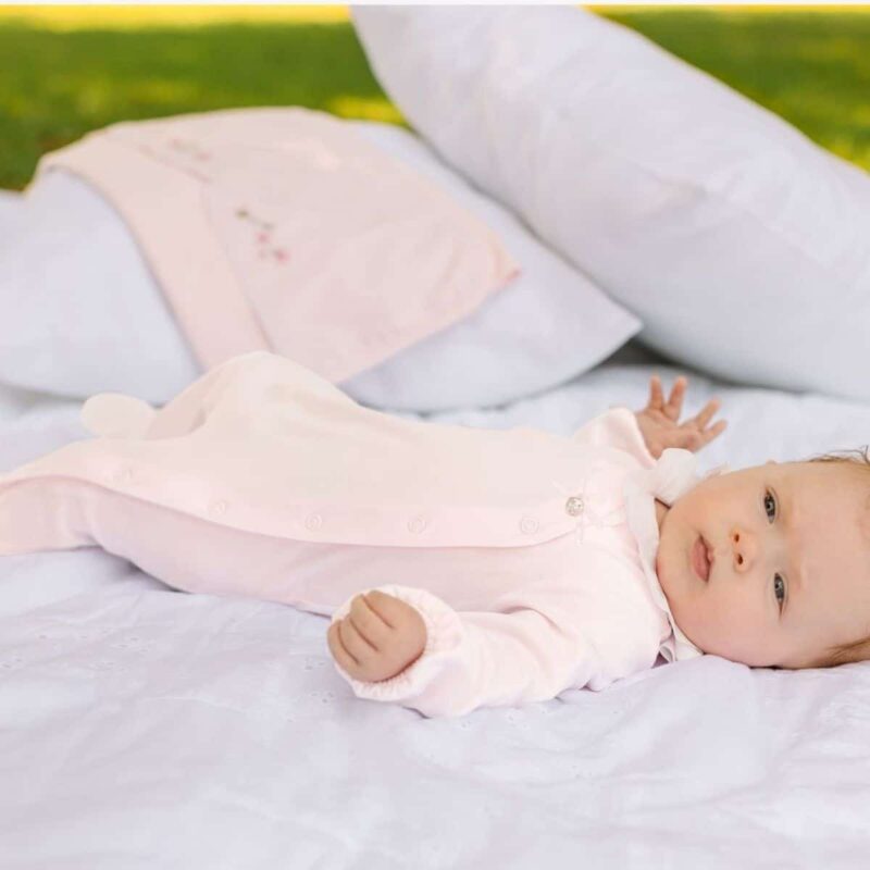 Pink Ruffle Collar Babygrow - Image 3