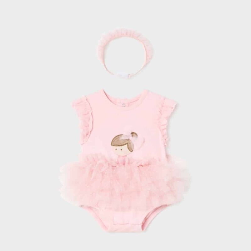 Baby Girls Pink Tulle Bodysuit Set