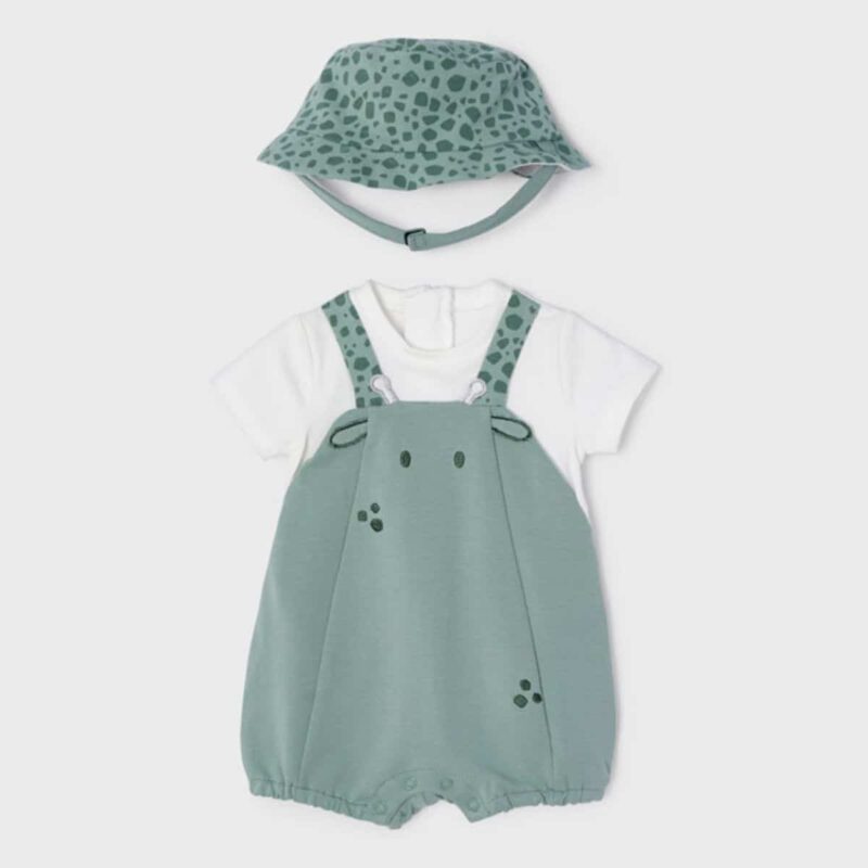 Green Cotton Baby Shortie Set