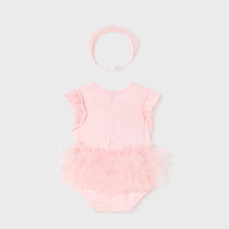 Baby Girls Pink Tulle Bodysuit Set - Image 2